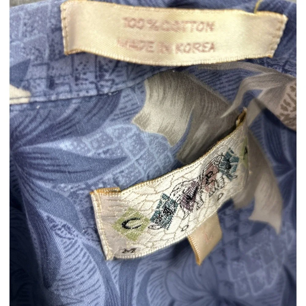 Campia Moda Mens L Hawaiian Shirt Pineapple Blue Floral Camp Cruise Vacation VTG
